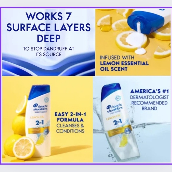 🔥HEAD & SHOULDERS LEMON OIL 2IN1 DANDRUFF SHAMPOO w/CONDITIONER - Picture 3 of 6